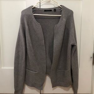 Cyrus Grey Ribbed Open Front Cardigan